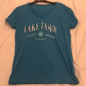 Lake Tahoe blue v-neck tshirt size small
